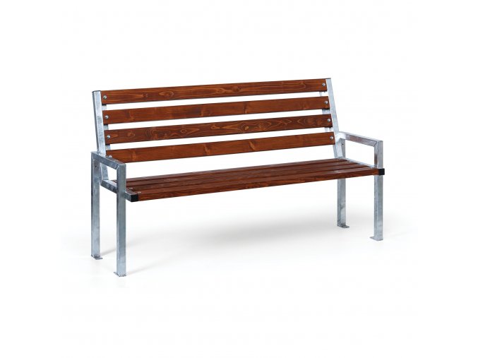 venkovni lavicka city s operadlem zinkovana 1660 mm mahagon tmavy 79723