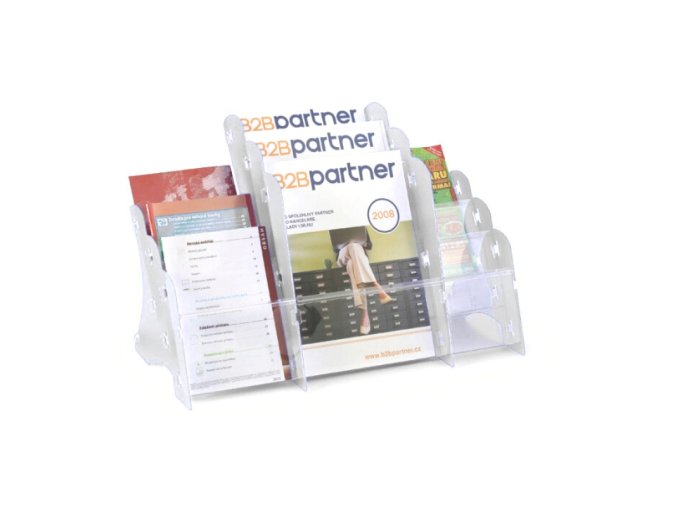 stolni plastovy stojan na prospekty 3 x a4 3 x a5 3 x dl bily 116686