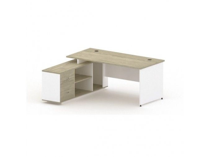 Kancelářský stůl se skříňkou MIRELLI A+ 1600 x 1600 mm, levý, bílý/dub sonoma