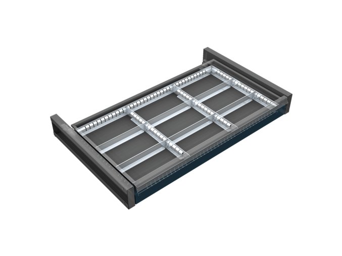 Organizér nářadí do zásuvky skříní KOVOS se šířkou 505 mm, 9 přihrádek