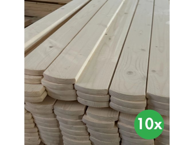 Plotovky, zakulacená horní část, balení 10 ks, 20 x 95 x 1800 mm