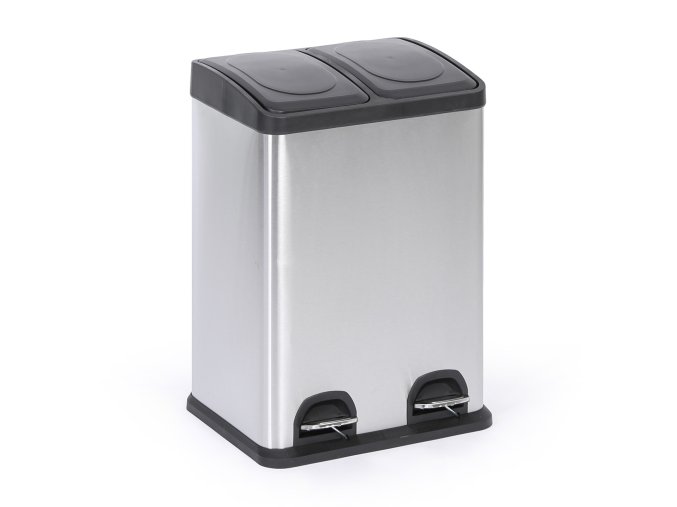 Koš na tříděný odpad, 2x 20 l, nerez, nášlapný