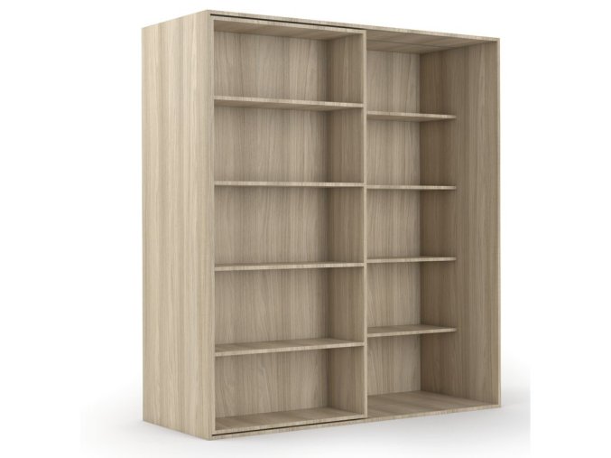 Dvouřadá posuvná knihovna DOUBLE, 1800 x 700 x 2000 mm, dub přírodní