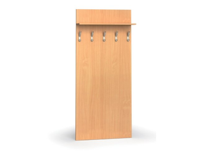 Věšáková stěna PRIMO WOOD, 5 háčků, police, buk