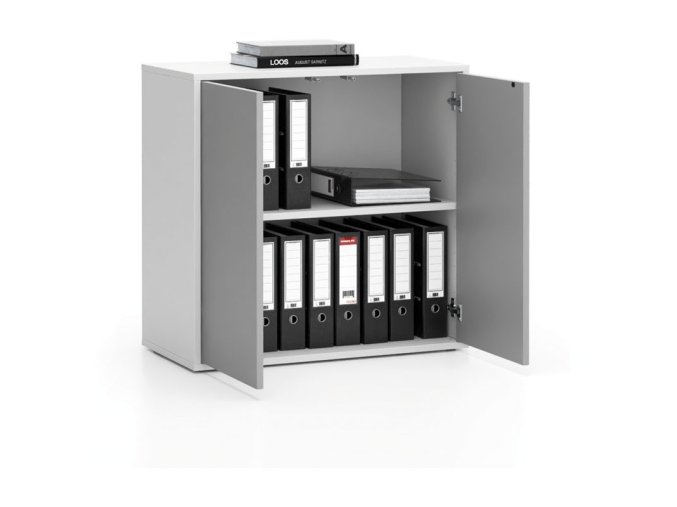 kancelarska skrinka s dvermi layers kratka 800 x 400 x 777 mm bila seda 86051