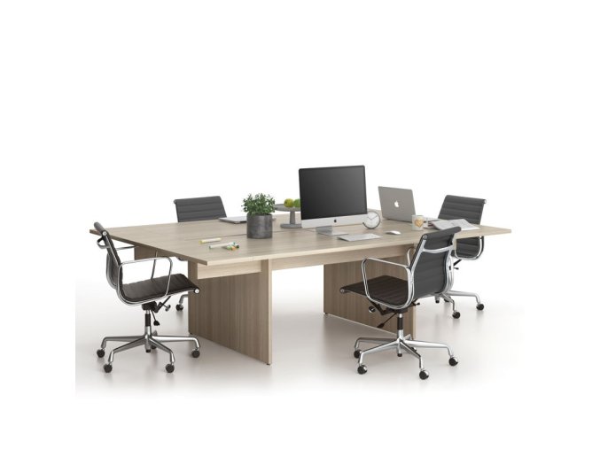 Kancelářský stůl double SOLID + 2x přísed, 240x165 cm, dub přírodní