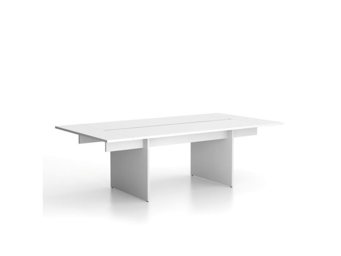 Jednací kancelářský stůl SOLID + 2x přísed, 240x125 cm, bílá