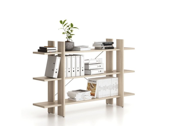 kancelarsky regal nizky dlouhy solid 1800 x 400 x 1075 mm dub prirodni 85844