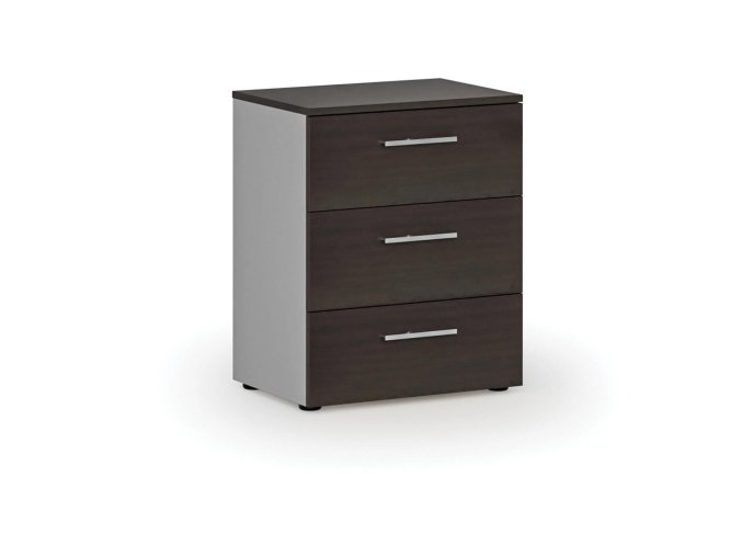 Kancelářská komoda ke stolu PRIMO GRAY, 740 x 600 x 420 mm, šedá/wenge