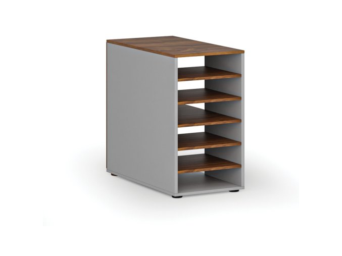 pristavna policova skrinka k pracovnimu stolu primo gray prava seda orech 86943