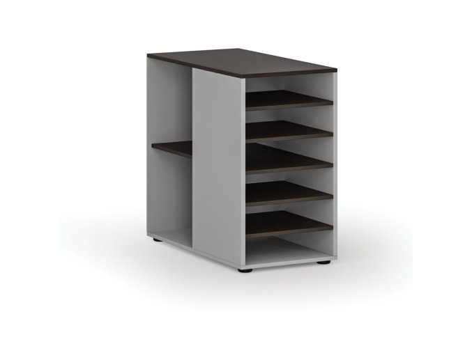 Přístavná policová skříňka k pracovnímu stolu PRIMO GRAY, levá, šedá/wenge