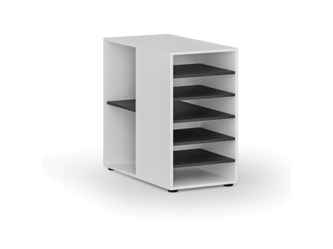 pristavna policova skrinka k pracovnimu stolu primo white leva bila grafit 86871