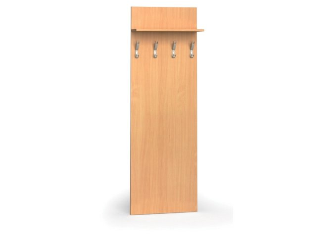 Věšáková stěna PRIMO WOOD, 4 háčky, police, buk