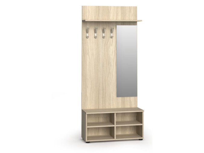 vesakova stena s botnikem a zrcadlem primo wood 4 hacky police dub prirodni 88144