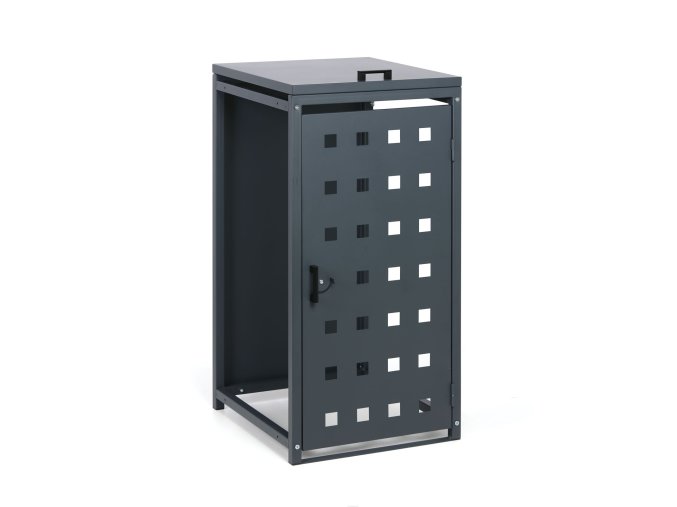 Přístřešek na popelnici do objemu 120 l, 114 x 57 x 62,3 cm, přístavný, šedá