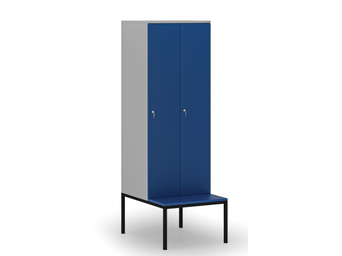 drevena satni skrinka s4 s lavickou 2 oddily 1871 x 600 x 500 800 mm demont cylindricky zamek seda modra 76598