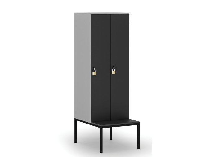 drevena satni skrinka s lavickou 2 oddily 1871 x 600 x 500 800 mm demont otocny zamek seda grafit 76609