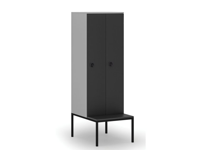 drevena satni skrinka s lavickou 2 oddily 1871 x 600 x 500 800 mm demont kodovy zamek seda grafit 76619