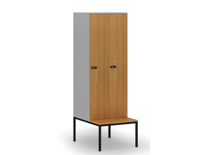 drevena satni skrinka s lavickou 2 oddily 1871 x 600 x 500 800 mm mechanicky kodovy zamek seda buk 76632