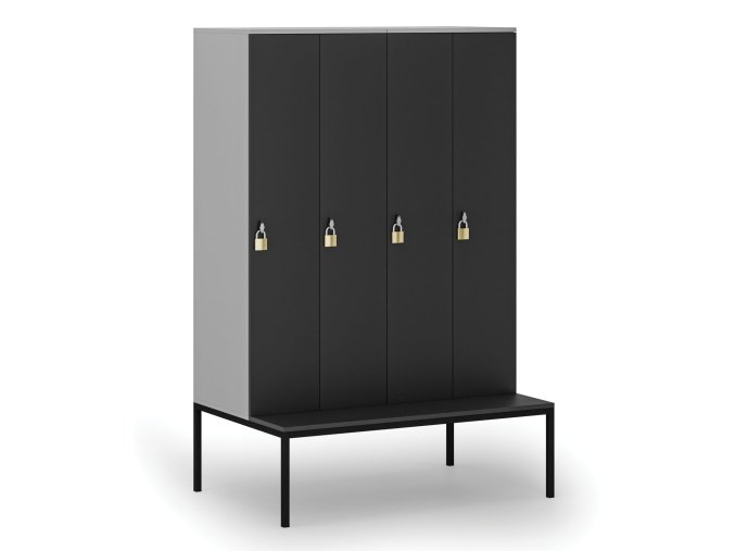 drevena satni skrinka s lavickou 4 oddily 1871 x 1200 x 500 800 mm demont otocny zamek seda grafit 76667
