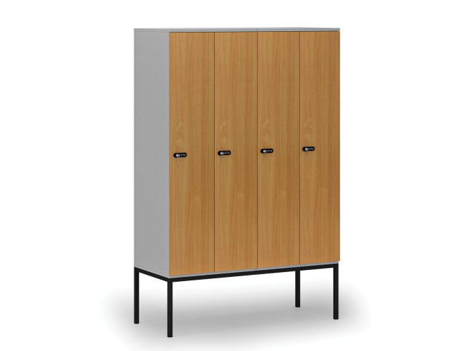 drevena satni skrinka s4 s podnozi 4 oddily 1871 x 1200 x 500 mm demont mechanicky kodovy zamek seda buk 76804