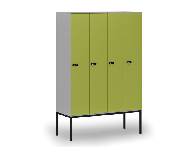 drevena satni skrinka s4 s podnozi 4 oddily 1871 x 1200 x 500 mm demont mechanicky kodovy zamek seda zelena 76808