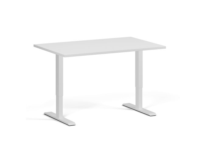 Výškově nastavitelný stůl, 120x80 cm, 1 motor, bílá podnož, bílá