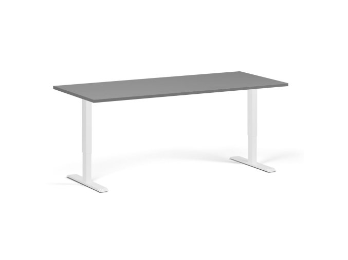 Výškově nastavitelný stůl, 180x80 cm, 1 motor, bílá podnož, grafit