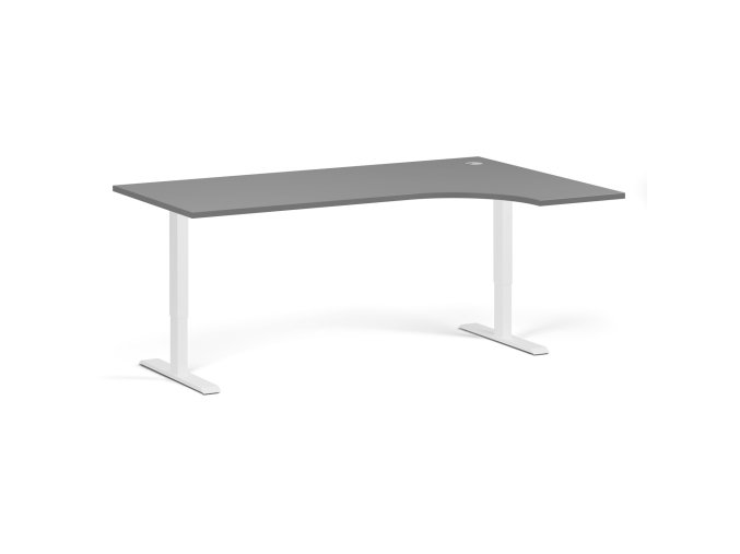Rohový výškově nastavitelný stůl, 180x120 cm, 1 motor, L/P, bílá podnož, grafit