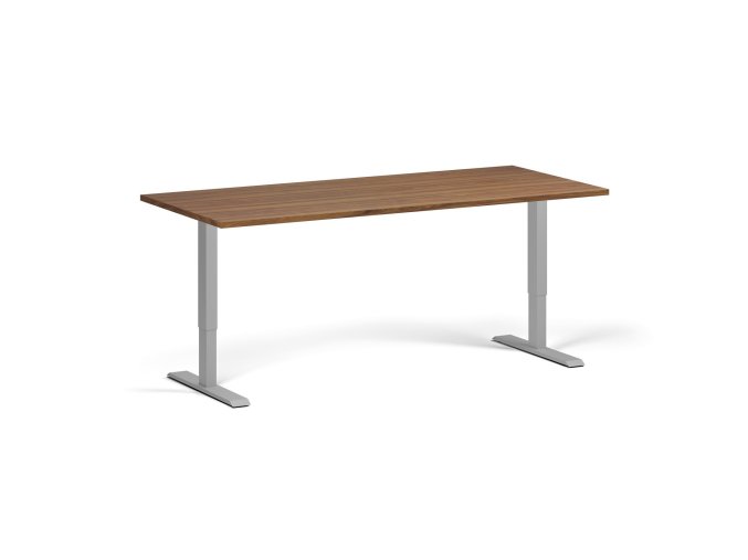Výškově nastavitelný stůl, 180x80 cm, 1 motor, šedá podnož, ořech
