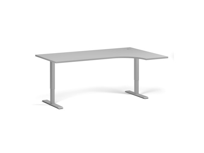 Rohový výškově nastavitelný stůl, 180x120 cm, 1 motor, L/P, šedá podnož, šedá