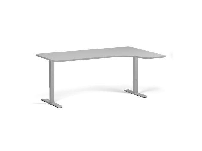 Rohový výškově nastavitelný stůl, 180x120 cm, 1 motor, L/P, šedá podnož, šedá