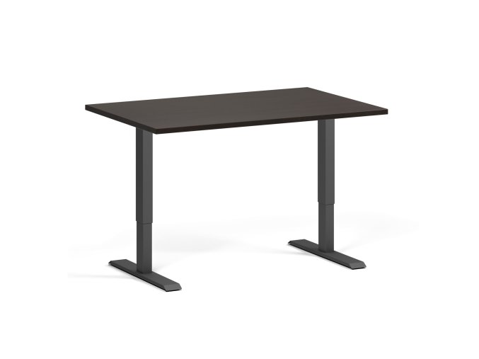 Výškově nastavitelný stůl, 120x80 cm, 1 motor, černá podnož, wenge