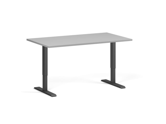 Výškově nastavitelný stůl, 140x80 cm, 1 motor, černá podnož, šedá