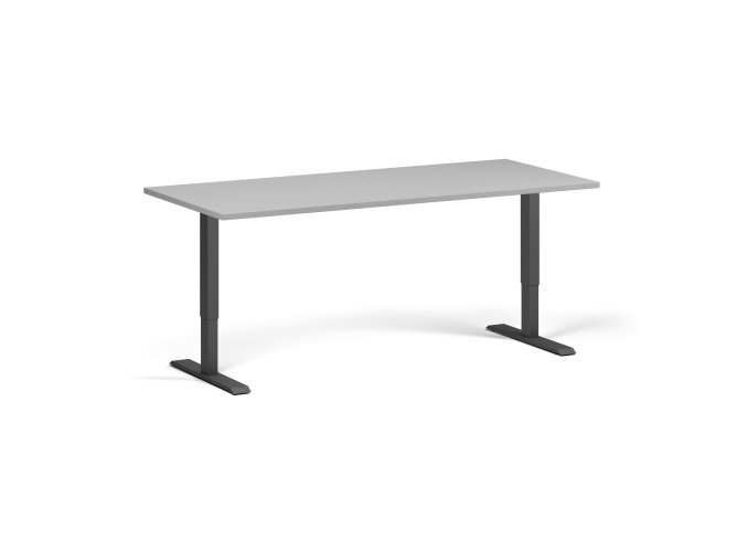 Výškově nastavitelný stůl, 180x80 cm, 1 motor, černá podnož, šedá