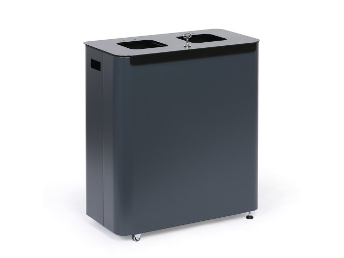 Odpadkový koš na tříděný odpad, 2 x 60 l, lakovaný šedý