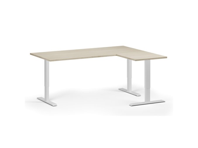 rohovy vyskove nastavitelny stul 180x140 cm 3 motory l p bila podnoz dub prirodni 103529