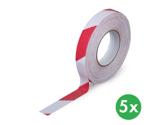 protiskluzova paska jemne zrno 25 mm x 18 3 m baleni 5 ks bilo cervena 116347