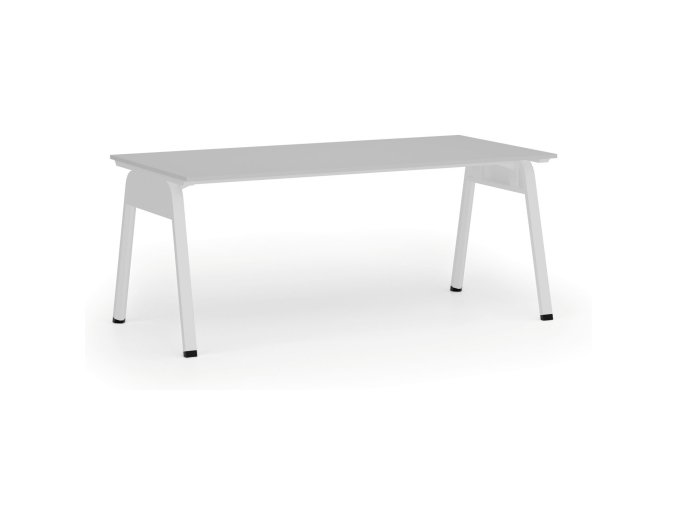 Kancelářský stůl PRIMO GAMMA, 180x90 cm, bílá podnož, šedá