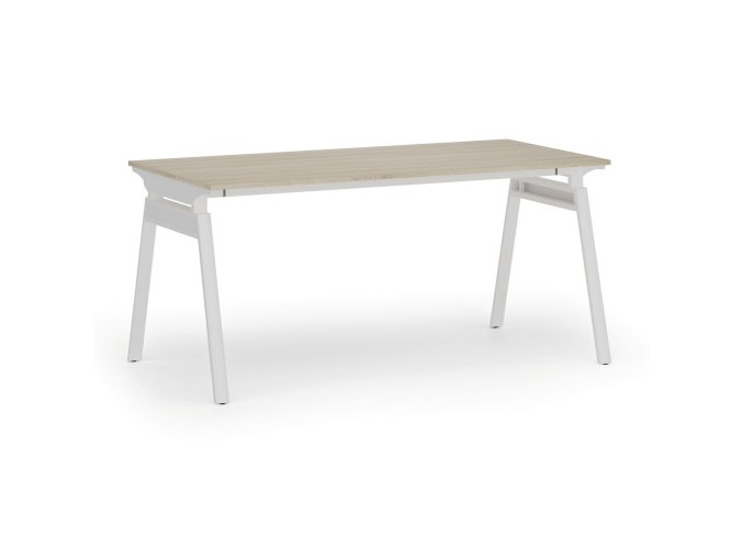 Kancelářský stůl PRIMO SIGMA, 160x80 cm, bílá podnož, dub přírodní
