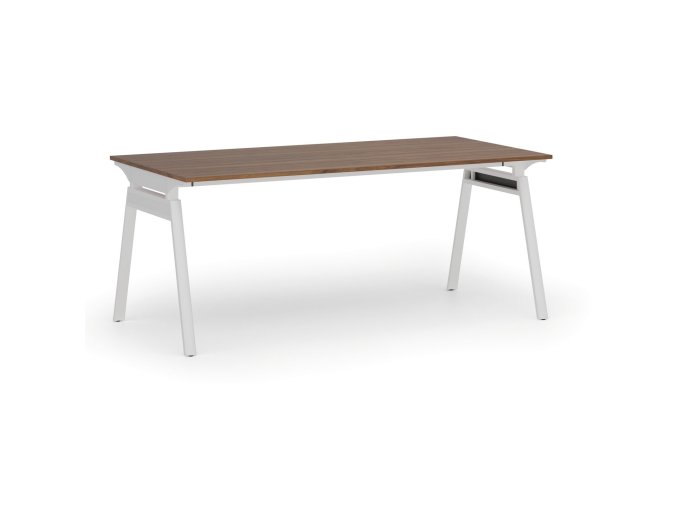 Kancelářský stůl PRIMO SIGMA, 180x90 cm, bílá podnož, ořech