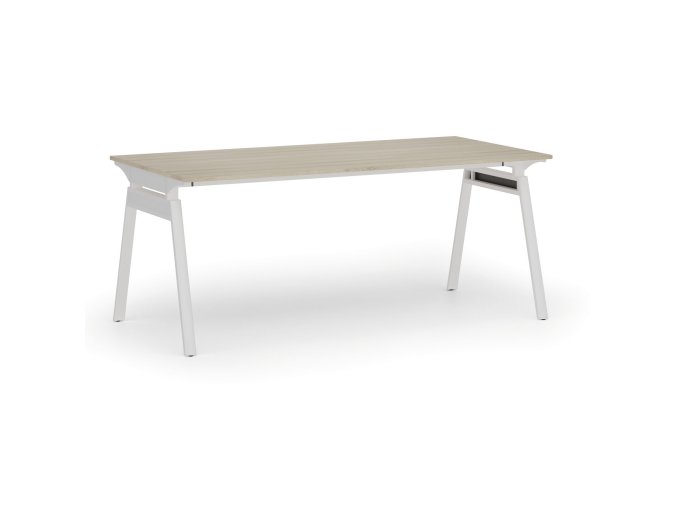 Kancelářský stůl PRIMO SIGMA, 180x90 cm, bílá podnož, dub přírodní