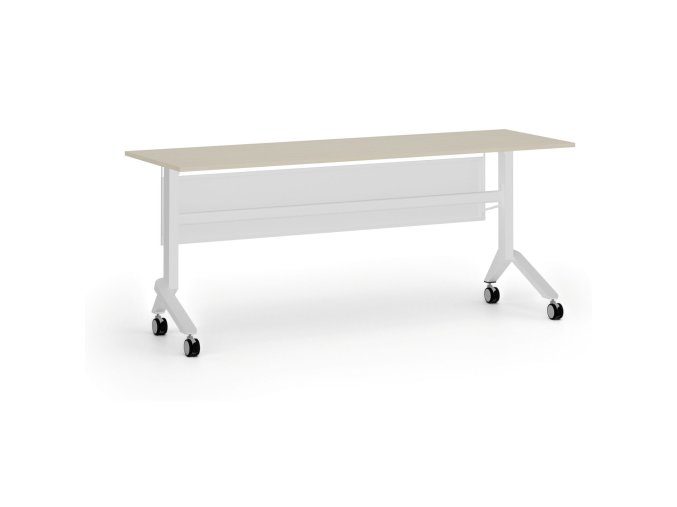 Mobilní stůl PRIMO MOVE, 180x60 cm, bílá podnož, bříza