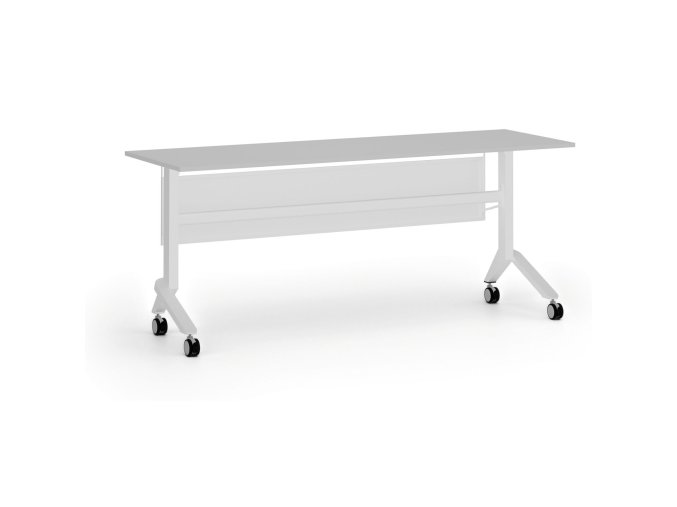 Mobilní stůl PRIMO MOVE, 180x60 cm, bílá podnož, šedá