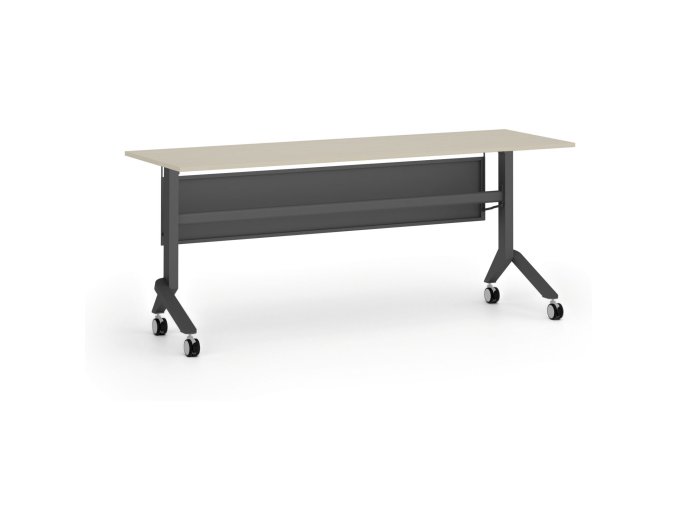 Mobilní stůl PRIMO MOVE, 180x60 cm, černá podnož, bříza