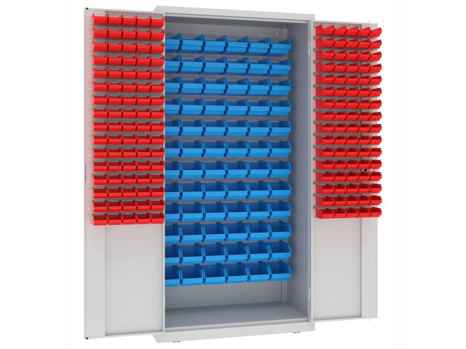 Dílenská skříň s plastovými boxy BASIC - 1000 x 500 x 1990 mm, 72+160 boxů