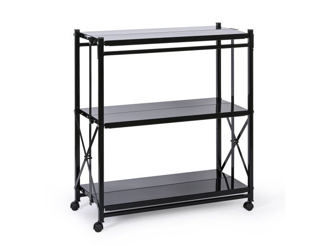 skladaci kovovy regal s kolecky 1018 x 930 x 405 mm cerny 113034