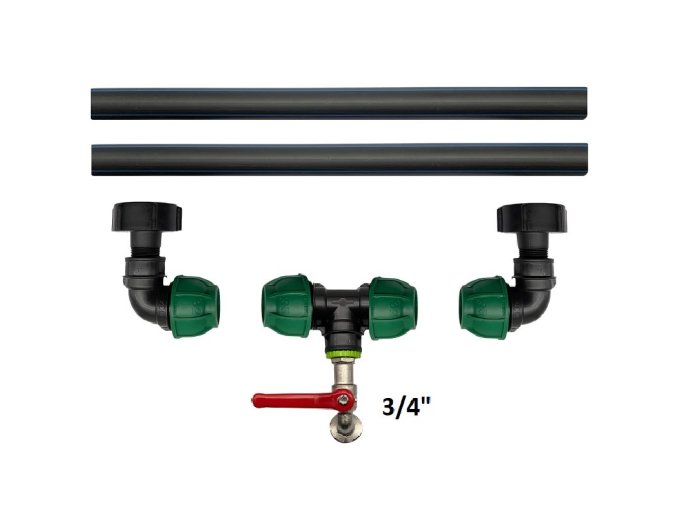 Propojení na 2 IBC s vypouštěcím kohoutem 3/4"