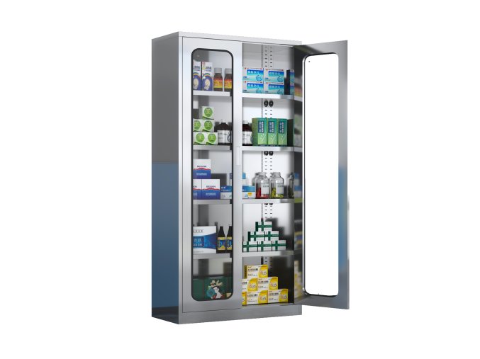 nerezova lekarska skrin s prosklenymi dvermi 1800 x 900 x 400 mm 114648