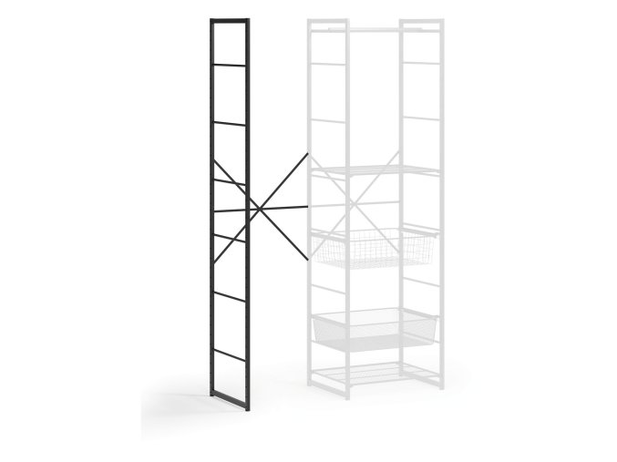 Přístavný regál k otevřené šatní sestavě, 2020 x 585 x 460 mm, černá